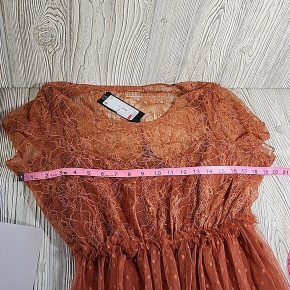 Vero Moda Orange Lace Midi Dress - Picture 12 of 13